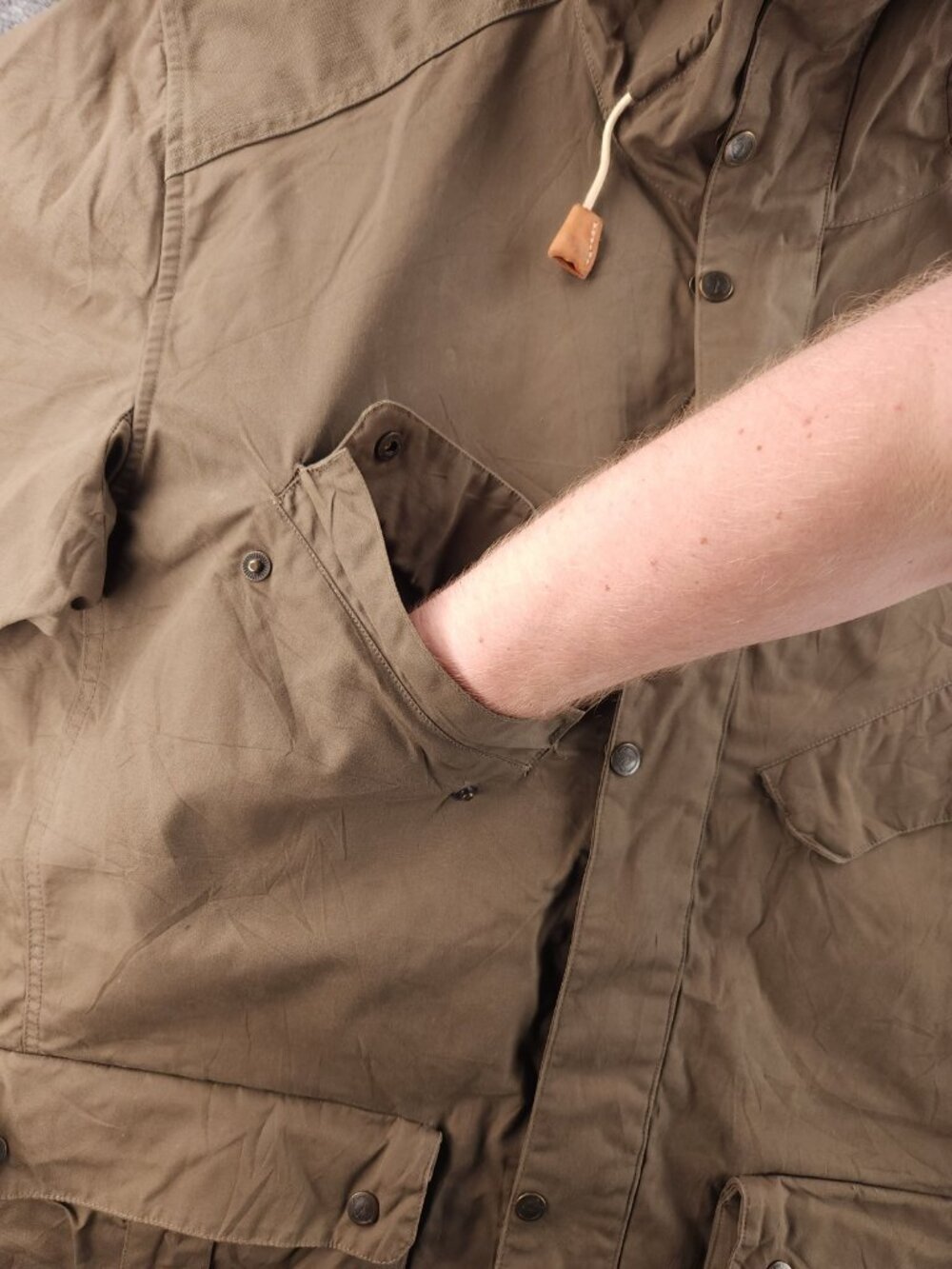 FJALLRAVEN No. 68 Jacket XL Hooded Green Full Zip G-1000 Pockets Outdoors Men - Picture 6 of 16